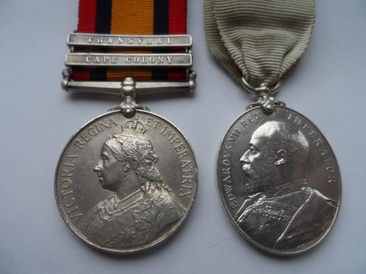 QUEENS SOUTH AFRICA MEDAL AND MILITIA LONG SERVICE PAIR TO NORTH 4/BEDFORDS