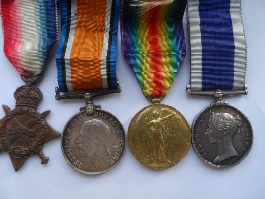 NAVAL GROUP 1914/15 STAR TRIO-VICTORIA LONG SERVICE  MEDAL-DIED ON H.M.S.VIKNOR JANUARY 1915 ALONG WITH CAPTURED GERMAN SPIES- KING-ARMOURER PENSIONER