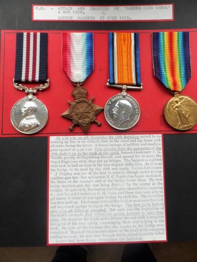 MILITARY MEDAL GROUP OF FOUR TO MOORES-16TH LANCASHIRE FUSILIERS (SALFORD PALS)) DOUBLE V.C. ACTION-TO MOORES BEING A NATIVE OF SALFORD.