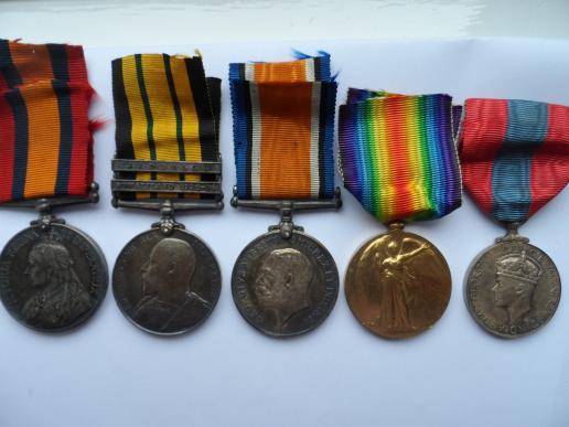  BOER WAR -AFRICA GENERAL SERVICE AND WW1 GROUP OF FIVE TO STOAKLEY-MIDDLESEX REGIMENT POST OFFICE RIFLES AND TANK CORPS