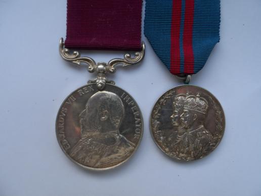 LONG SERVICE MEDAL AND 1911 CORONATION PAIR-TO MORRISON-ROYAL DUBLIN FUSILIERS