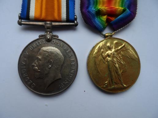 BRITISH WAR AND VICTORY MEDALS-WILLIAM RUSHWORTH HANSON-SERVED NORTH RUSSIA AND CEYLON PLANTERS RIFLE CORPS