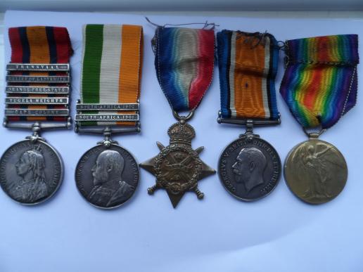 BOER WAR/1914 STAR TRIO GROUP OF FIVE TO OGILVIE-ROYAL SCOTS FUSILIERS
