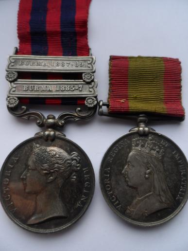 INDIA GENERAL SERVICE (1854) AFGHANISTAN PAIR TO SURGEON MAJOR DONALD ELCUM-MENTIONED IN DESPATCHES FOR BURMA 1887