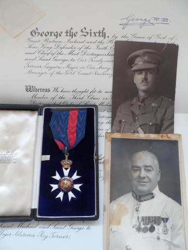 C.M.G AWARDED TO MAJOR CLARENCE ROY TURNER-AUSTRALIAN FIELD ARTILLERY AND GOLD COAST RAILWAYS- COMES WITH A SUPERB ARCHIVE OF PHOTOS AND ORIGINAL DOCUMENTS