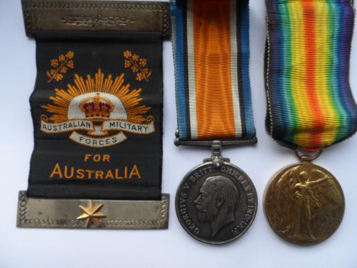 AUSTRALIAN CASUALTY MEDALS-BRITISH WAR AND VICTORY MEDALS -WITH MOTHERS AND WIDOWS MEMORIAL SILK TO WALLER -16TH BATTALION A.I.F.KILLED IN ACTION  POLYGON WOOD 25TH SEPTEMBER 1917