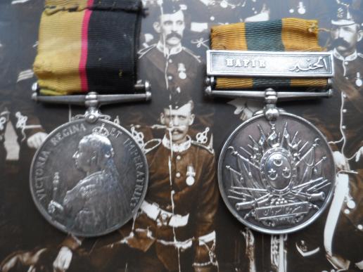 QUEENS AND KHEDIVES SUDAN PAIR TO STANIER-1/NORTH STAFFS REGT-WITH COPIED PHOTO OF HIS COMPANY AND AN ORIGINAL PHOTO OF THE ROYAL REVIEW-1907