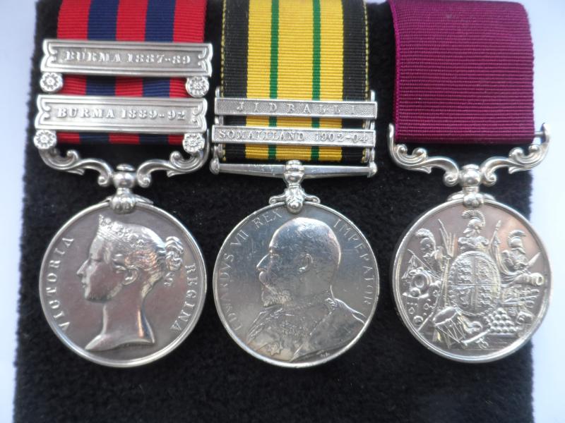 BURMA AND AFRICA LONG SERVICE GROUP OF THREE TO TAYLOR-HAMPSHIRE REGIMENT