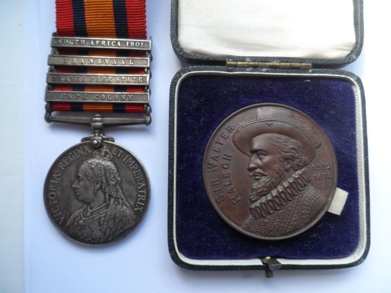 QUEENS SOUTH AFRICA MEDAL TO STANNARD-108TH COMPANY(GLASGOW) IMPERIAL YEOMANRY-WITH A NAMED SIR WALTER RALEIGH MEDAL IN BOX