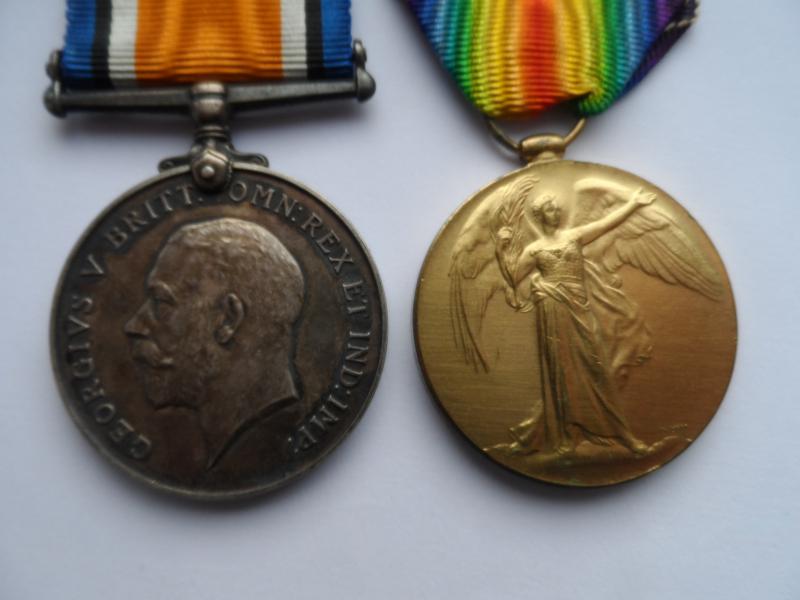 BRITISH WAR AND VICTORY MEDALS TO PLUMB-SUFFOLK REGIMENT-LATER SAW SERVICE WITH THE ROYAL IRISH REGIMENT-FROM WEST WICKHAM CAMBRIDGESHIRE