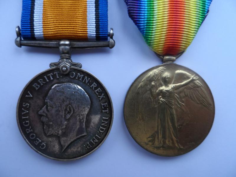 BRITISH WAR AND VICTORY MEDALS TO ROLFE-SUFFOLK REGIMENT-WOUNDED 1916