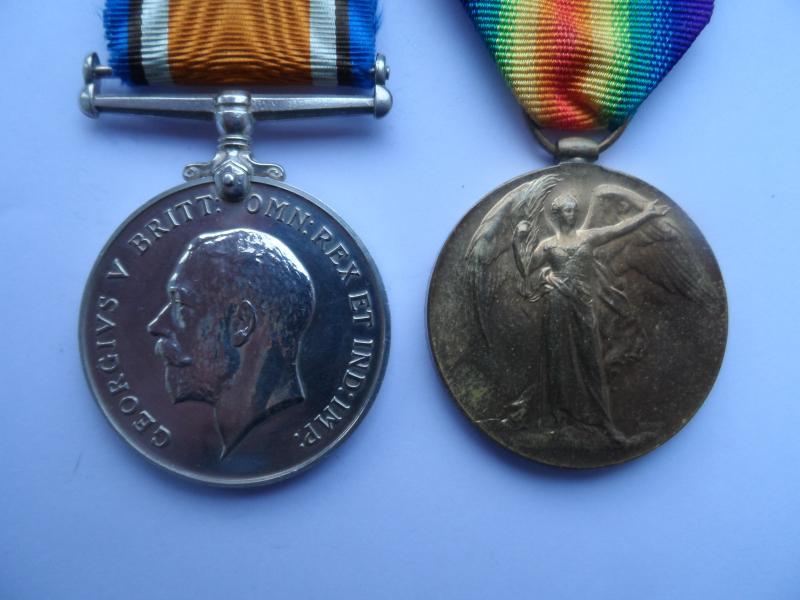BRITISH WAR AND VICTORY MEDALS TO RICE-SUFFOLK REGT