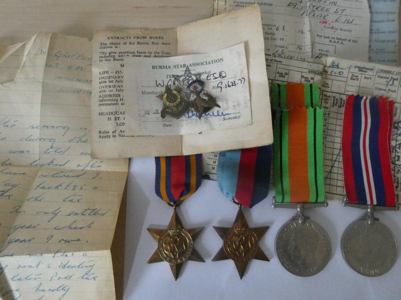 BURMA STAR GROUP OF FOUR WITH PAPERS, ETC-AND BURMA STAR ASSOCIATION BADGE
