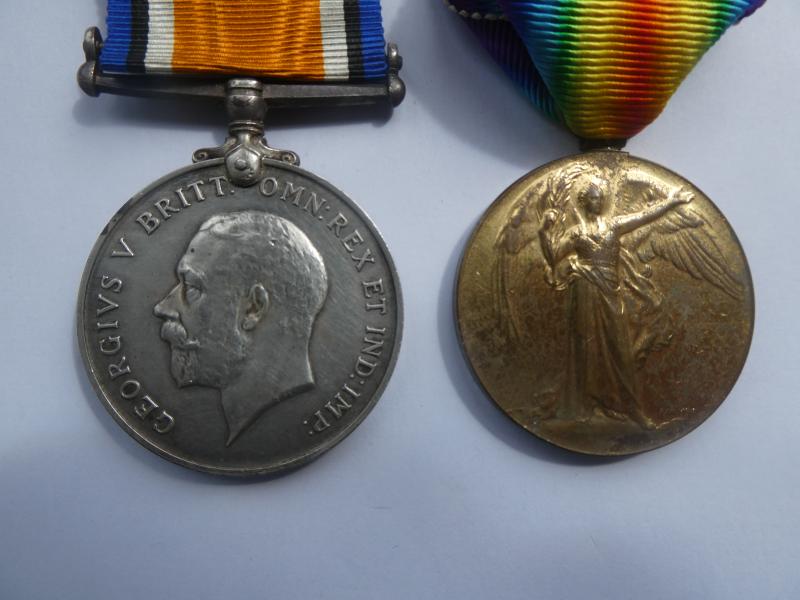 BRITISH WAR AND VICTORY MEDALS TO HARVEY-SUFFOLK REGT- WOUNDED IN FIVE PLACES