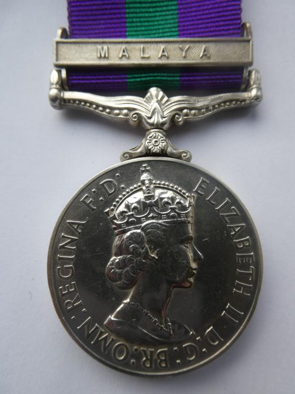GENERAL SERVICE MEDAL-CLASP MALAYA- TO ROBERTS- ROYAL ENGINEERS