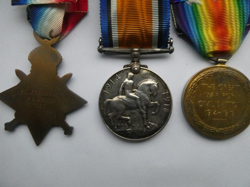 1914/15 STAR TRIO TO 2 LIEUT GREEN -ARMY SERVICE CORPS