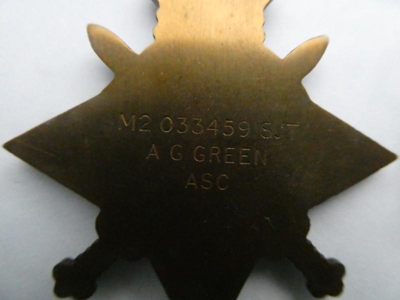 1914/15 STAR TRIO TO 2 LIEUT GREEN -ARMY SERVICE CORPS
