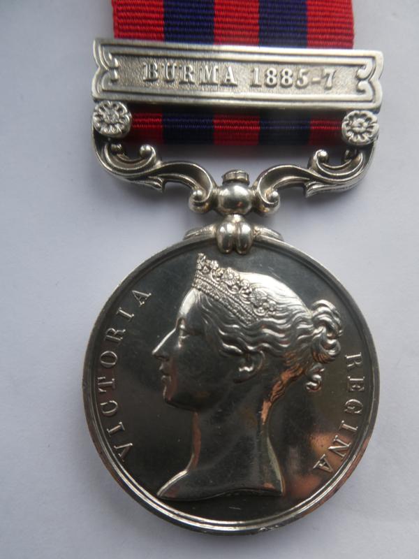 INDIA GENERAL SERVICE MEDAL (1854) CLASP BURMA 1885-7 -TO TAYLOR COMMISSARIAT DEPT