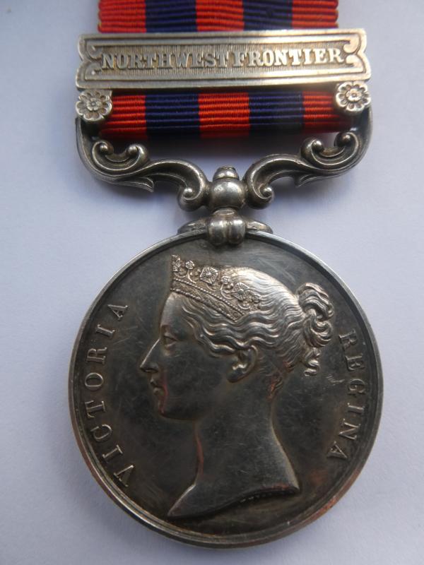 INDIA GENERAL SERVICE MEDAL (1854) CLASP NORTHWEST FRONTIER- TO BUTLER-NO2 BATTERY-34TH BDE-ROYAL ARTILLERY