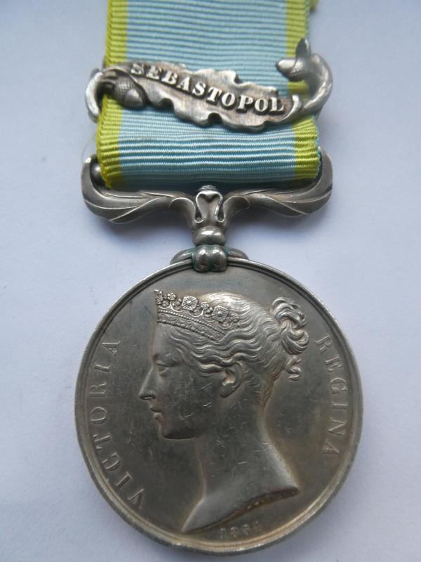 CRIMEA MEDAL-SEBASTOPOL CLASP LOOSE ON RIBBON-AS ISSUED TO THE ROYAL NAVY