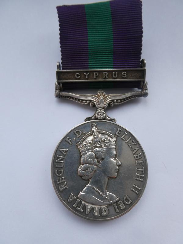 GENERAL SERVICE MEDAL-CLASP CYPRUS-TO FUSILIER KANE-LANCASHIRE FUSILIERS