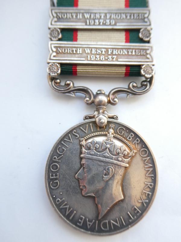 INDIA GENERAL SERVICE MEDAL-CLASPS NORTHWEST FRONTIER 1936-37 AND NORTHWEST FRONTIER 1937-39-TO WOODWARD- ROYAL ARTILLERY-WOUNDED- AND TAKEN P.O.W. IN THE MIDDLE EAST