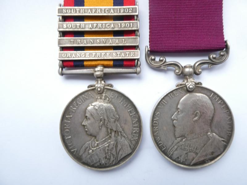 QUEENS SOUTH AFRICA MEDAL/LONG SERVICE PAIR TO READ- ESSEX REGT