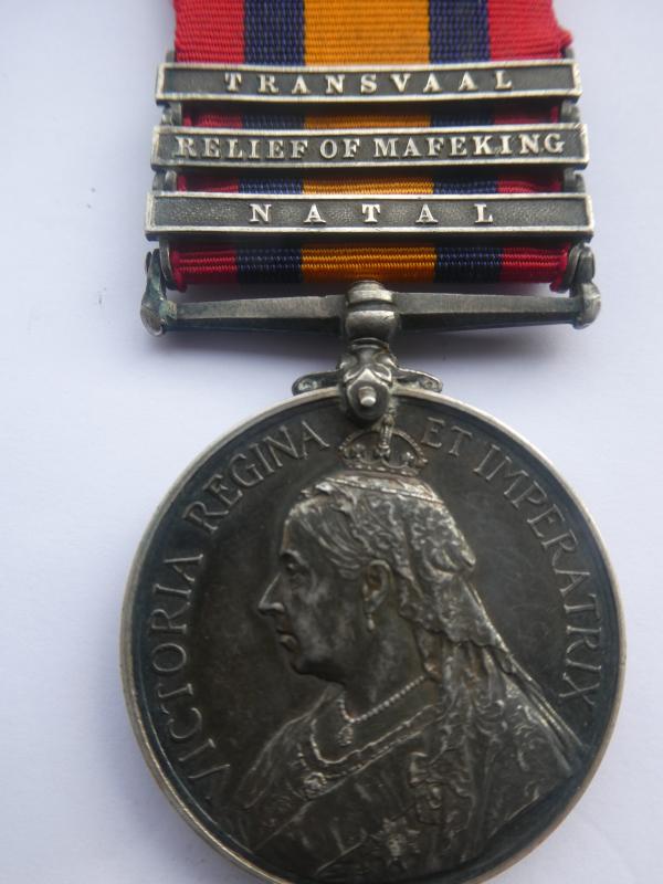 QUEENS SOUTH AFRICA MEDAL-CLASPS NATAL-RELIEF OF MAFEKING-TRANVAAL-TO TROOPER MURRAY-IMPERIAL LIGHT HORSE