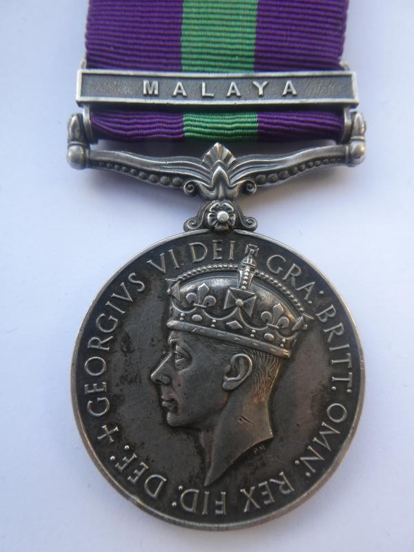 GENERAL SERVICE MEDAL-CLASP MALAYA-TO BRADLEY-SUFFOLK REGT