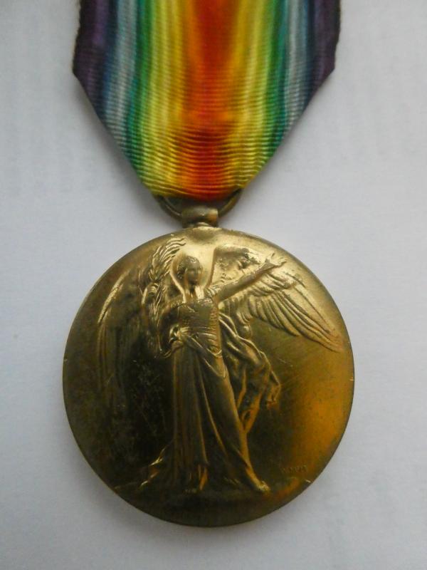 VICTORY MEDAL TO ARTHUR DENMARK-NORFOLK REGIMENT-KILLED IN ACTION ON 14/09/1914