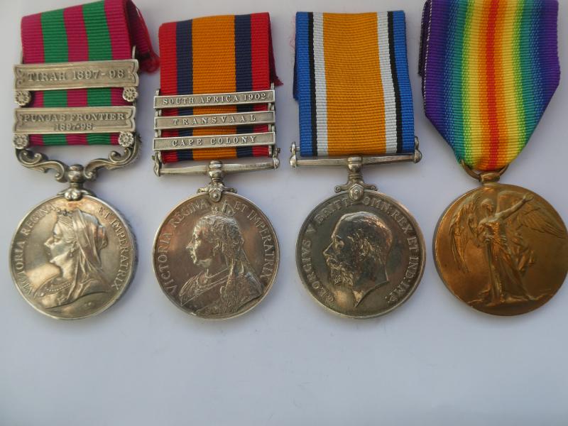 INDIA GENERAL SERVICE 1895 GROUP OF FOUR- TO SJT HODGKIN- NOTTS AND DERBY REGIMENT-