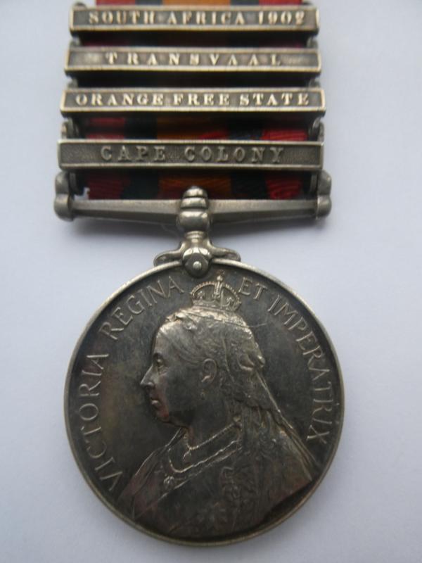 QUEENS SOUTH AFRICA MEDAL-TO HILL-VOLUNTEER COMPANY-NORFOLK REGT