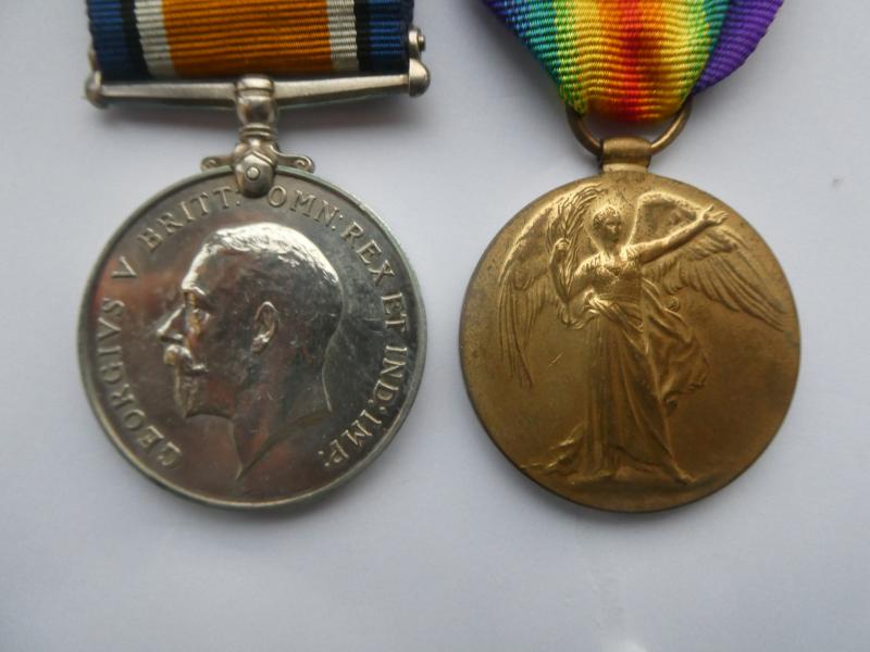 BRITISH WAR AND VICTORY MEDALS-TO PALMER-NORFOLK REGT-WOUNDED TWICE