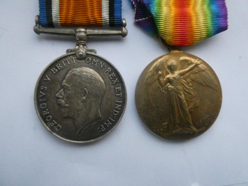 BRITISH WAR AND VICTORY MEDALS TO HOWES-NORFOLK REGIMENT-KILLED IN ACTION SERVING WITH THE 1/7TH WARWICKSHIRE REGIMENT ON 8TH OCTOBER 1917