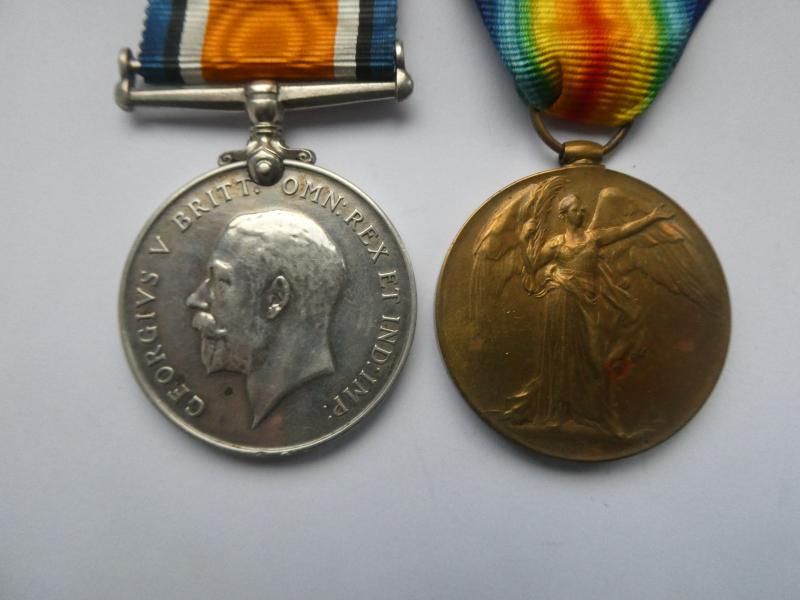 BRITISH WAR AND VICTORY MEDALS TO FOX-NORFOLK REGT-KILLED IN ACTION  WITH THE ESSEX REGIMENT ON 31ST JULY 1917