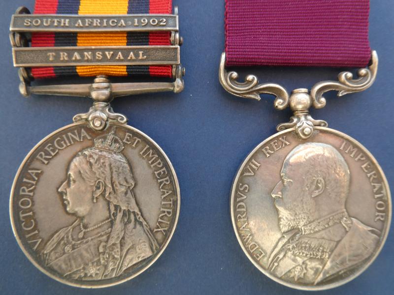 QUEENS SOUTH AFRICA MEDAL AND ARMY LONG SERVICE MEDAL TO FRANCIS-NORFOLK REGIMENT