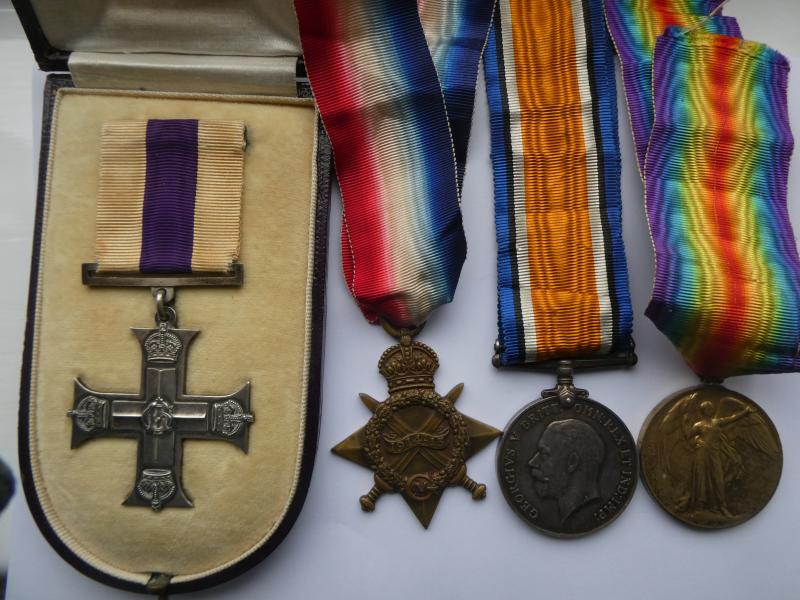 MILITARY CROSS GROUP OF FOUR TO PILLING- ROYAL WELSH FUSILIERS-WOUNDED IN BOTH THIGHS AND BY BARBED WIRE-DIED 22ND OCTOBER 1918