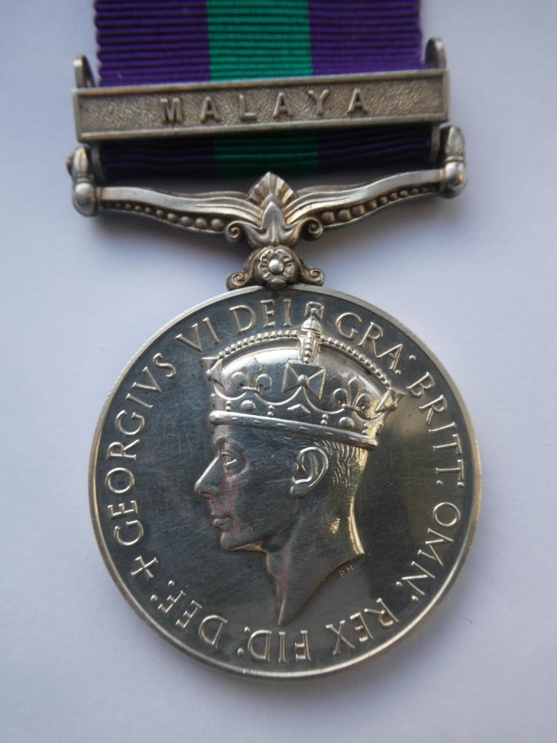 GENERAL SERVICE MEDAL CLASP MALAYA TO MACDONALD- KILLED IN MALAYA IN 1952-QUESTION ASKED IN  PARLIAMENT ABOUT THE CIRCUMSTANCES OF HIS DEATH