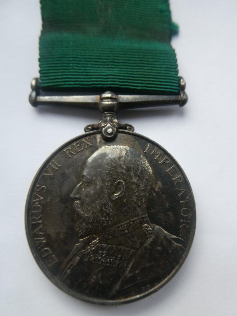 LONG SERVICE IN THE VOLUNTEER FORCE MEDAL (EDWARD VII) -TO SJT W.MOORE-2/VB NORFOLK REGT