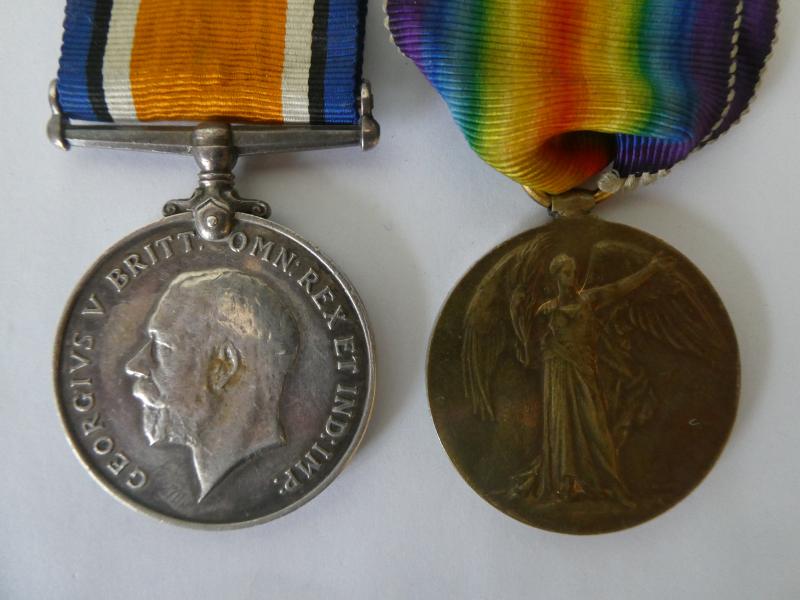 BRITISH WAR AND VICTORY MEDALS TO STONE-HERTS REGIMENT