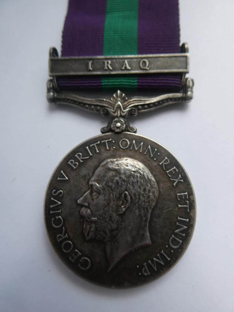GENERAL SERVICE MEDAL-CLASP IRAQ TO G.H.SUTHERLAND- A CIVILIAN-ON THE ROLL FOR THE IRAQ RAILWAYS DEFENCE FORCE