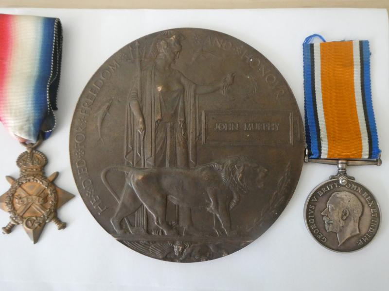 1914/15  STAR-BRITISH WAR MEDAL AND PLAQUE TO MURPHY-ROYAL IRISH FUSILIERS-FROM COUNTY ANTRIM
