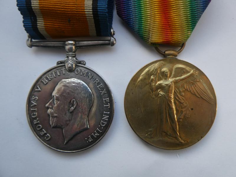 BRITISH WAR AND VICTORY MEDALS TO WALTER TAYLOR-FROM DROYLSDON MANCHESTER-KILLED IN ACTION ON 05/10/1918-SERVING WITH THE LIVERPOOL REGIMENT