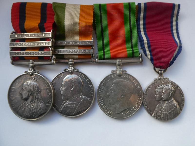 BOER WAR PAIR-DEFENCE MEDAL AND 1935 CORONATION MEDALS TO CARTER- COLDSTREAM GUARDS AND SUPERINTENDANT CARTER  NORFOLK POLICE