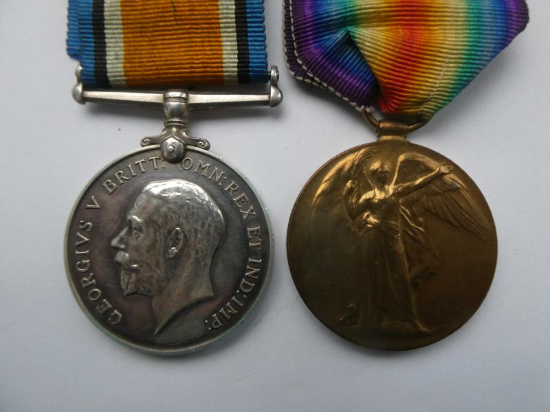 BRITISH WAR AND VICTORY MEDALS-TO SADLER-1ST/5TH BN NORFOLK REGT-DIED 19TH APRIL 1917-FROM TITCHWELL-NORFOLK