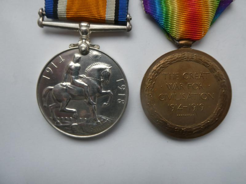 BRITISH WAR AND VICTORY MEDALS- TO 2 LIEUT VIVIAN VERE WILLIS-KING EDWARDS HORSE AND TANK CORPS
