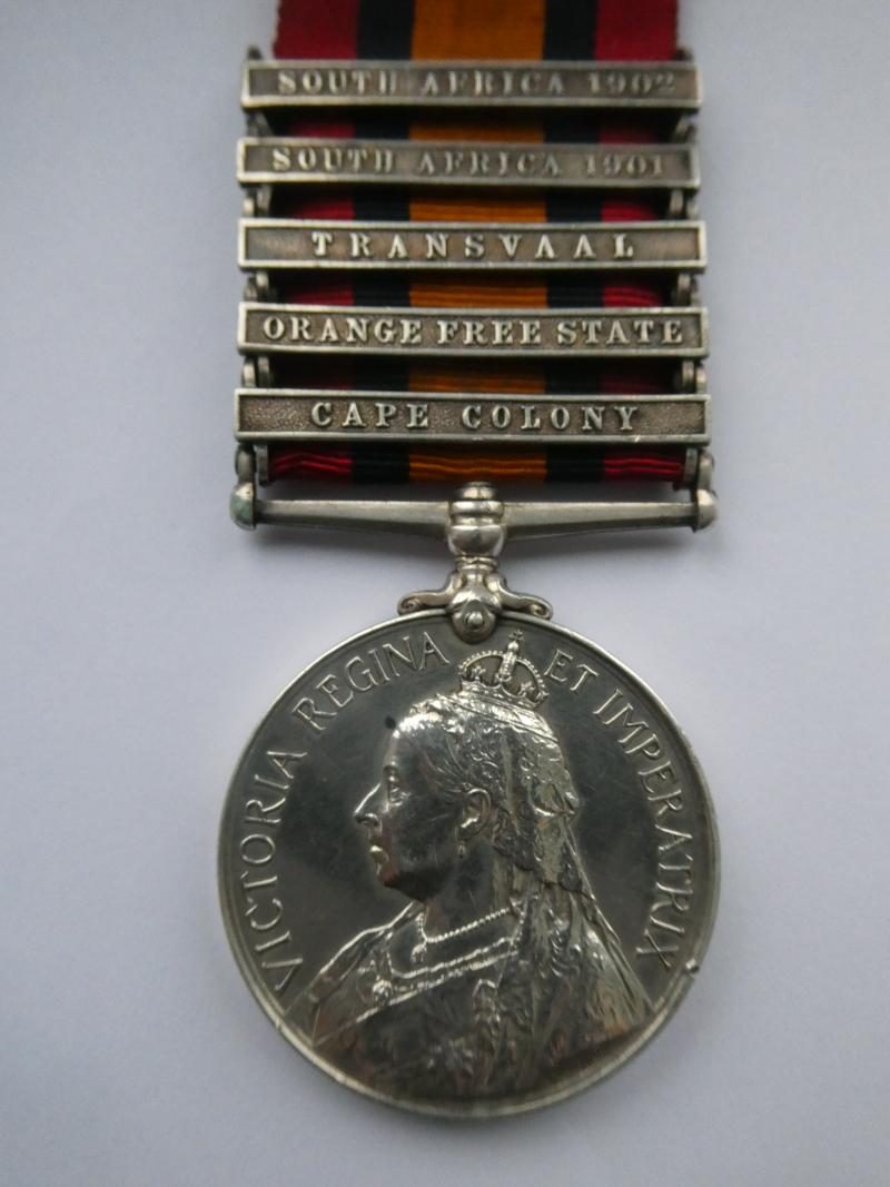 QUEENS SOUTH AFFRICA MEDAL TO HUNT-NORFOLK REGT-FROM LONG STRATTIN-NORFOLK