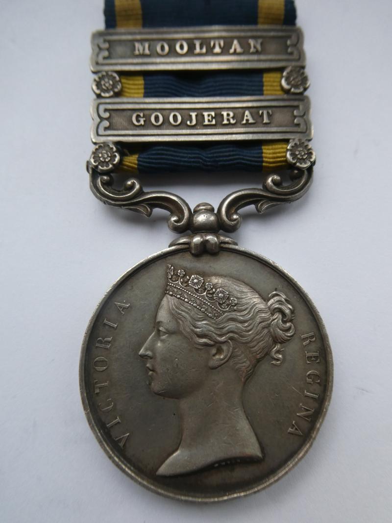 PUNJAB MEDAL-CLASPS MOOLTAN/GOOJERAT-TO YOUNG-3RD BTN ARTILLERY