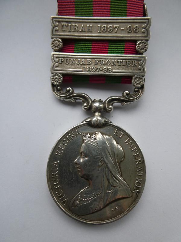 INDIA GENERAL SERVICE MEDAL (1895)-CLASPS PUNJAB FRONTIER 1897-98-TIRAH 1897-98-TO SERGT WATERS -ROYAL SUSSEX REGT