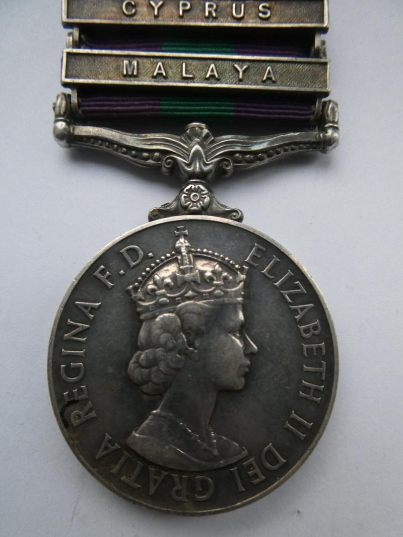GENERAL SERVICE MEDAL-CLASPS MALAYA/CYPRUS-TO REID-ARMY CATERING CORPS